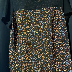 Ava & Viv black floral short sleeve blouse 1X